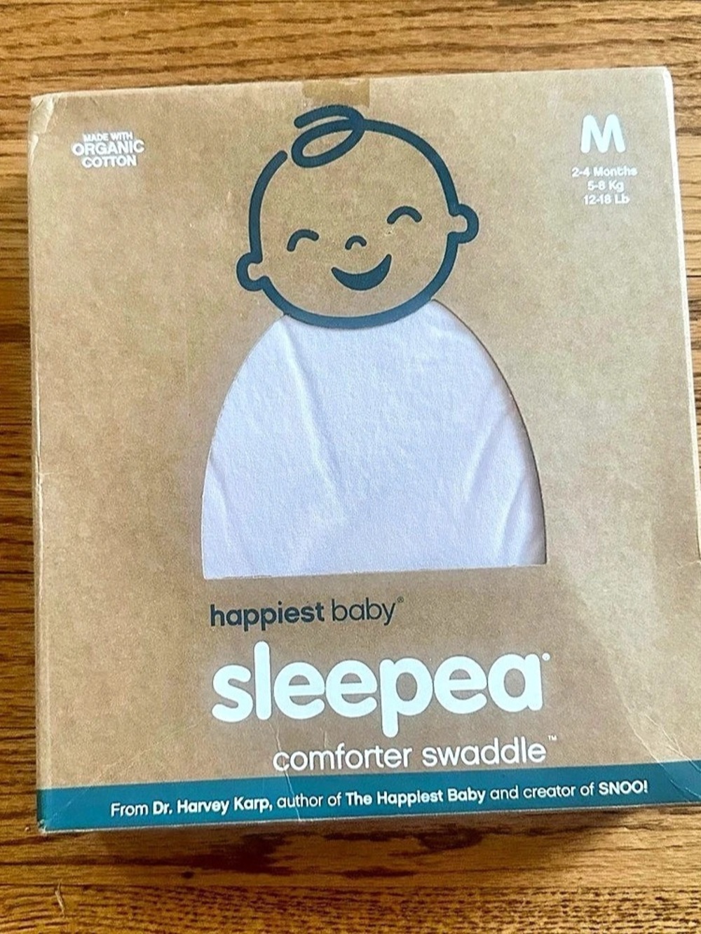 Happiest Baby Sleepea Comforter Swaddle Organic Cotton Baby Swaddle M NWT